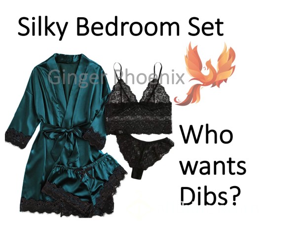 Lingerie Set:  Dark Teal Satin + Lace Sexy Lace Hems!  ;) *You* Determine Wear Time, Activities, And Other Considerations!