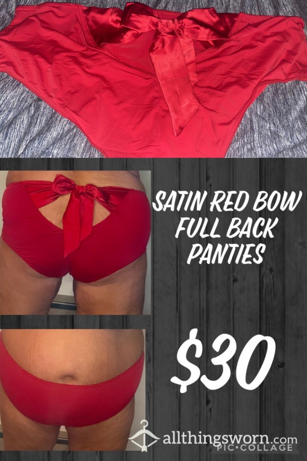 Satin Red Bow Full Back Panties