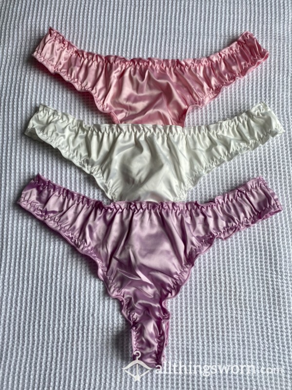 Satin Thongs - Pink, Lilac & Ivory  48 Hr Wear 💋