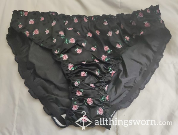 Satiny Smooth Black Floral Bloomers, Yum