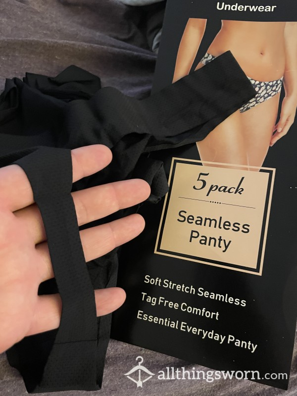 SEAMLESS Black Thongs!!  Well-worn, Strongly Scented, And Delightfully Comfy!  XL / 2X / Size 8