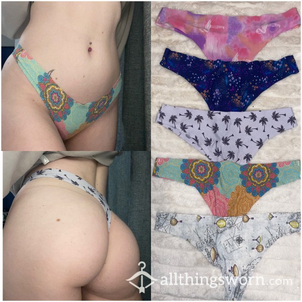 Seamless Silky Patterned Thongs