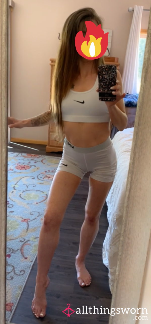 See Pics—the BOOTY Is Hottttt!! ;) ;) Super SEXY, Sweaty Nike Pro Shorts And Bra!! 💯🥵🔥😍