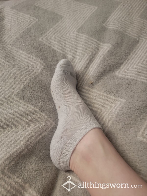 Set Of 3 Pairs Of White Ankle Socks Worn For 24 Hours Each!