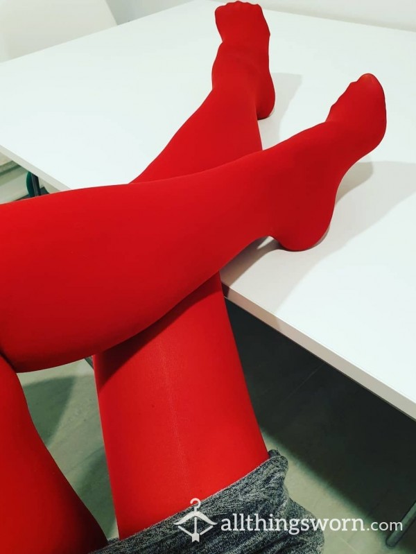 Sexy And Scented Pair Of My Red Tights Worn For 24 Hours 🥰