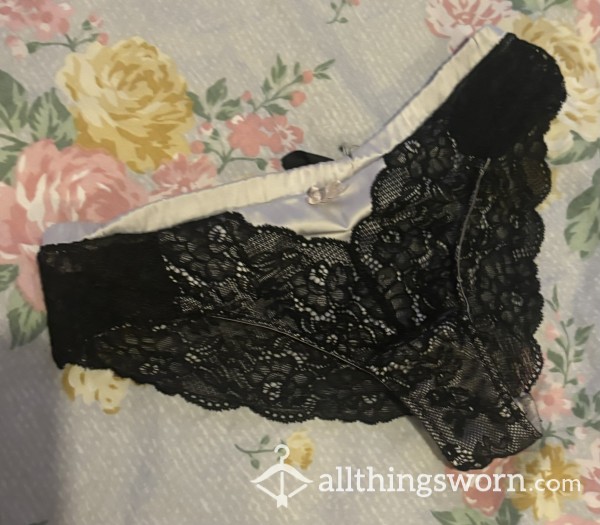 Sexy Black And Light Pink Lace French Knickers