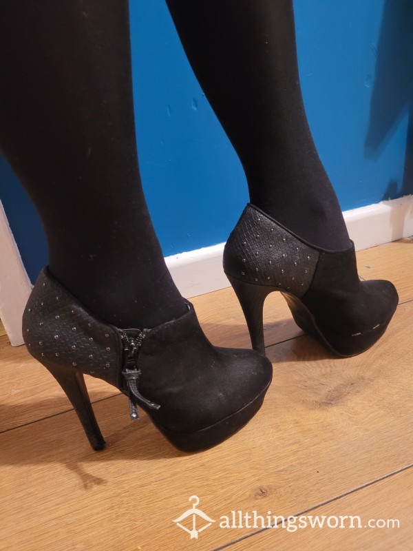 Sexy Black Ankle Heels Size 5 UK, Worn In The Office With Stockings. Both Included FREE P&P UK