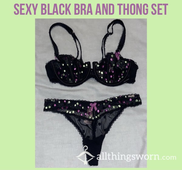 Sexy Black Bra And Thong Set🖤