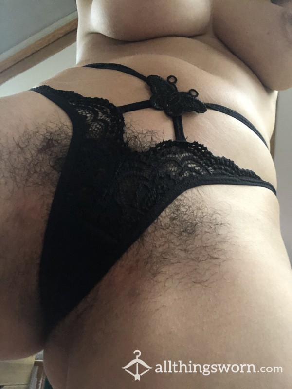 Sexy Black Butterfly Lace Thong