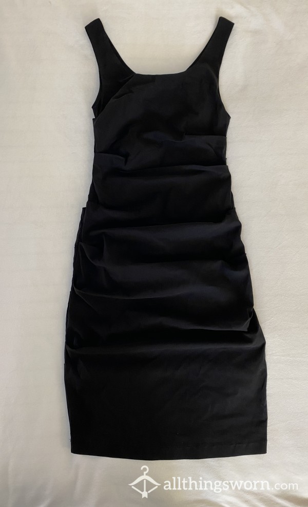 Sexy Black Figure Hugging Ruched Dress Size 12