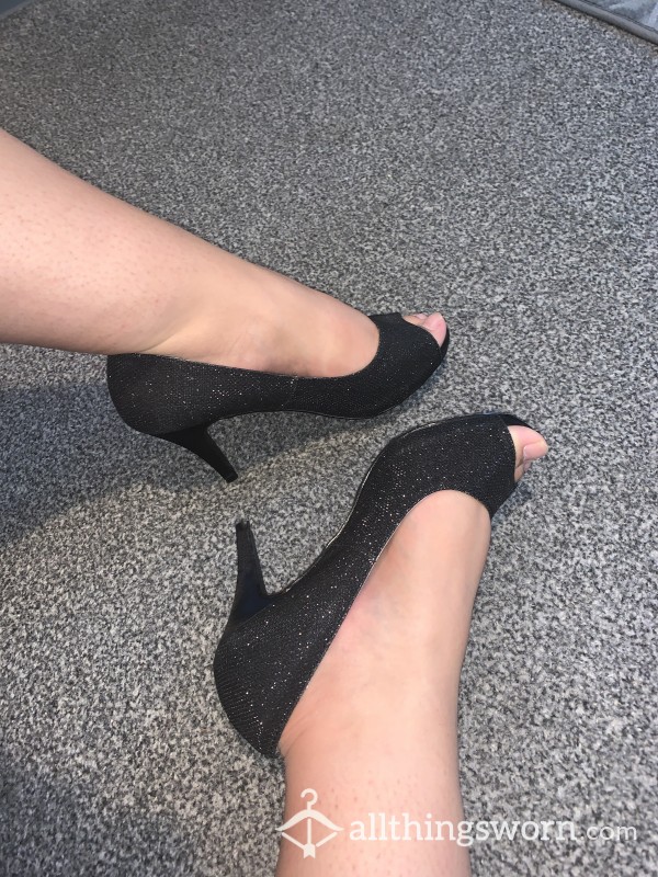 Sexy Black Glittery Heels