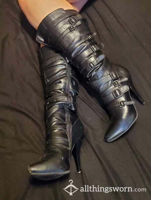 Sexy Black High Heel Stiletto Boots