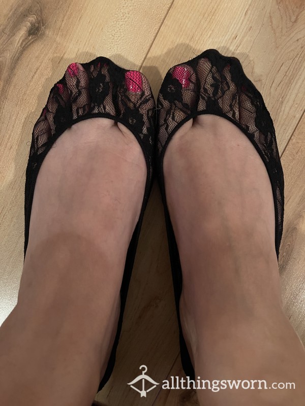 Sexy Black Lace Footies Socks