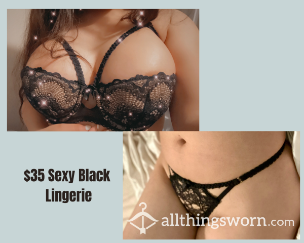 Sexy Black Lingerie Bra & Thong Set