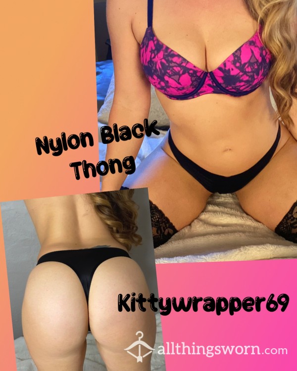 Sexy Black Seamless Nylon Thongs