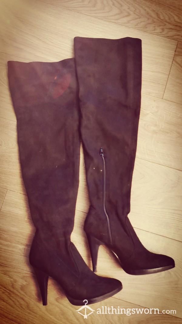 Sexy Black Thigh High Boots Worn Size 6uk. Very Hot 💯🔥🔥🔥£50