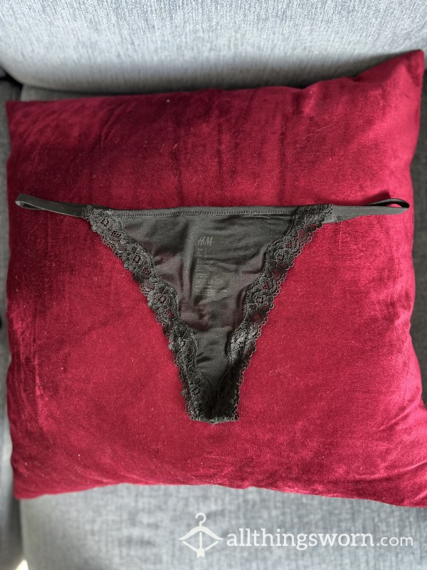 Sexy Black Thong With Lace, Crotch Lining 100%cotton.
