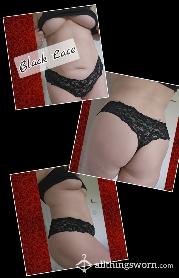 SEXY ❤️‍🔥 BLACK (cum Stained) LACE PANTIES