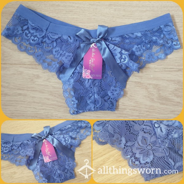 SEXY Blue Lacey French Knickers.. Worn To Your Request X