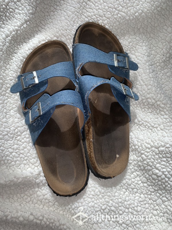 Sexy Blue Well Worn Summer Sandals/sexy Sweat Print/ Ripe