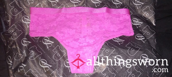 Sexy Bright Pink Victoria's Secret "Pink" Brand Lace Panties, Size XS