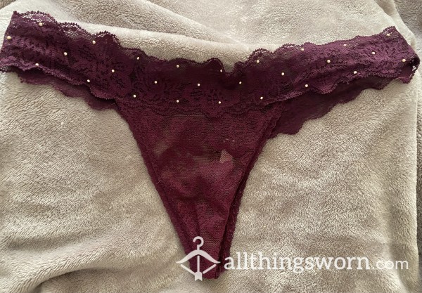 Sexy Deep Purple Lace Thong