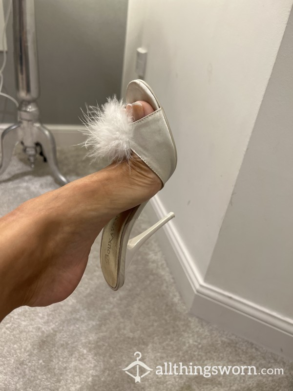 Sexy French Toes In White Mules