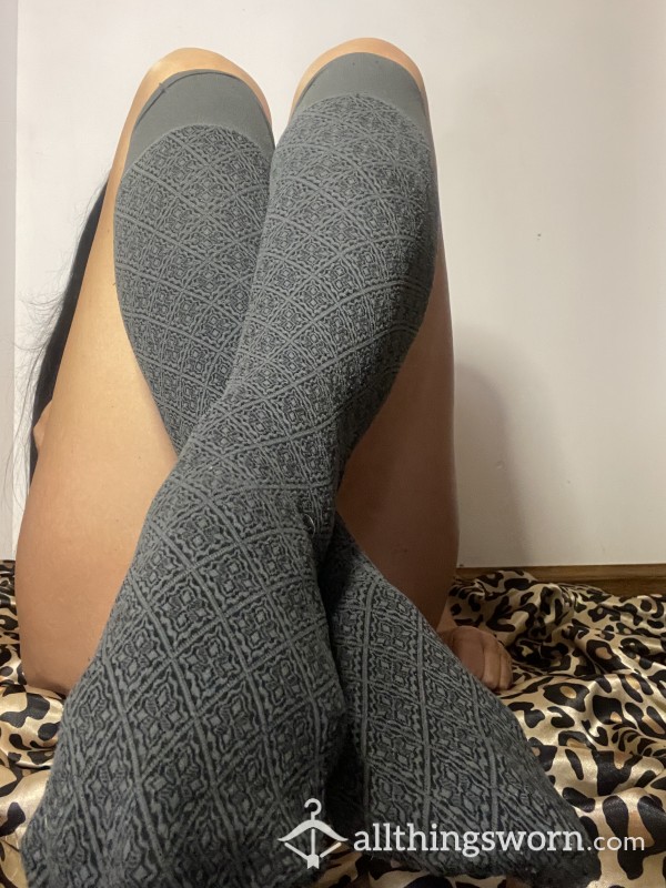 Sexy Grey And Black Knee High Stockings