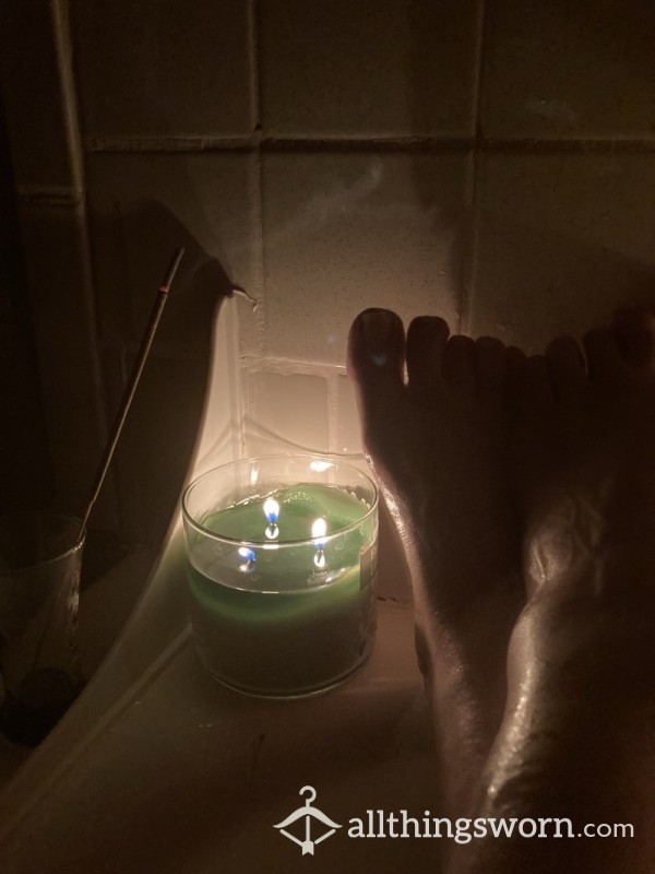 Sexy Legs & Dirty Naked Feet In A Candle Lit Bath