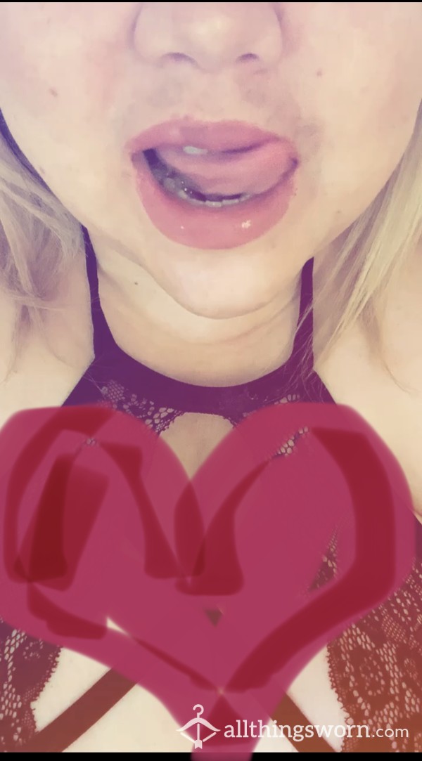 Sexy Licking Of Lips And Lace Bodysuit