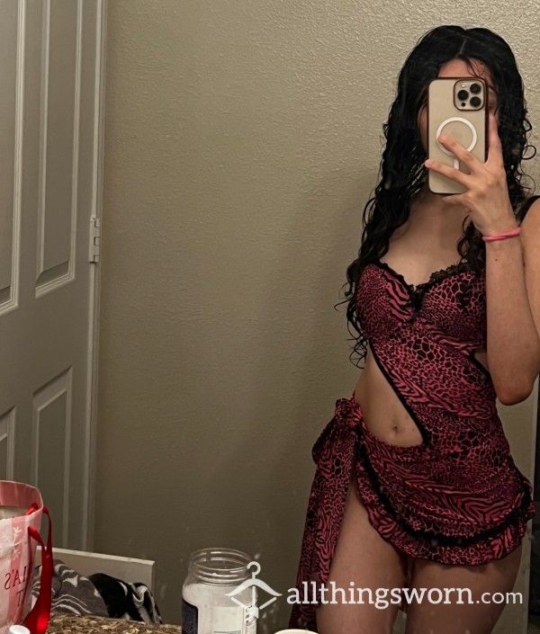 Pink Animal Printed Sexy Lingerie