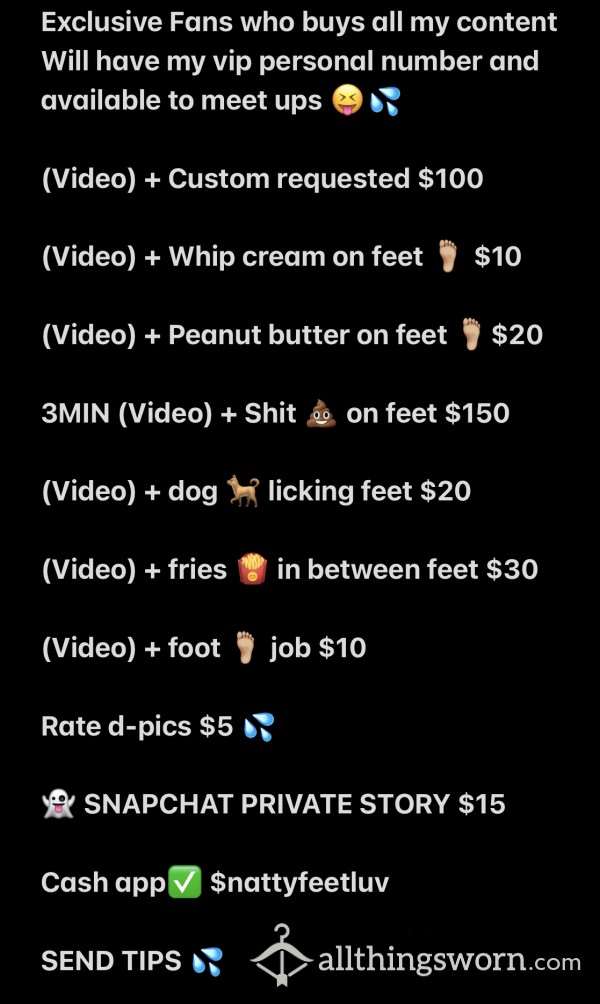 SEXY MENU FOR MY FEET LUVERS💋👠🦶🏼