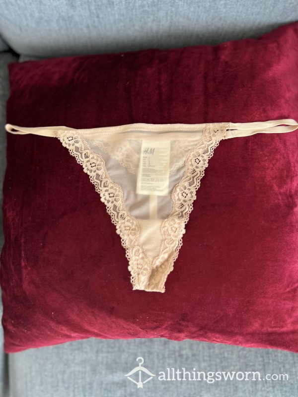 Sexy Nude Lace Thong, Crotch Lining 100% Cotton.