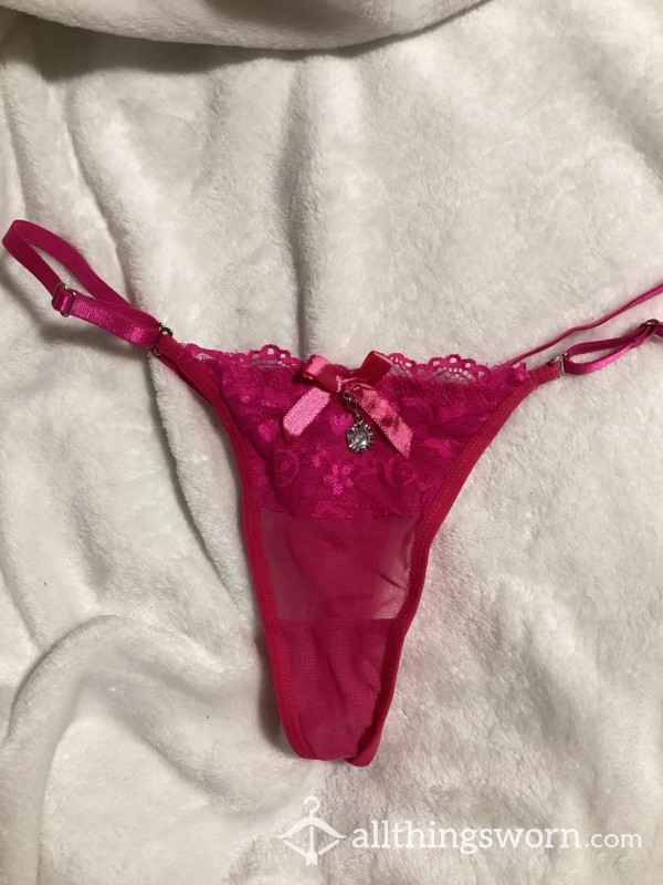 Sexy Pink Lace G-string With Bow
