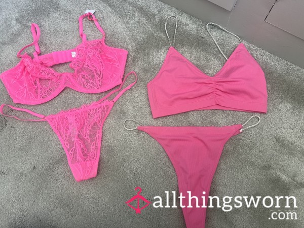 Sexy Pink Worn Underwear Sets