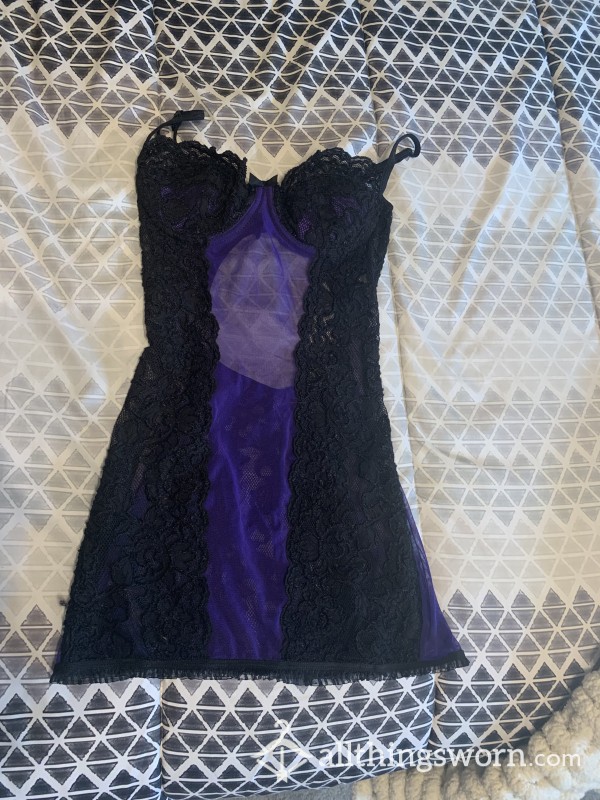 Sexy Purple And Black Lingerie 💦