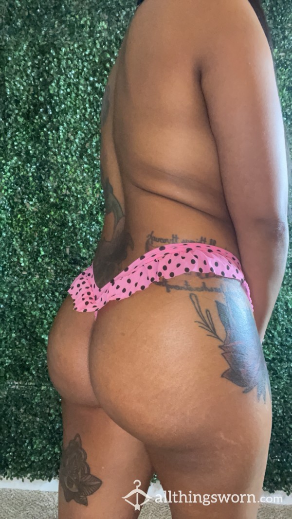 Sexy Pink & Black Polka Dot Thongs