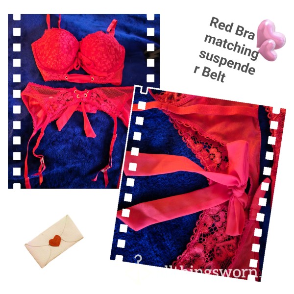 Sexy Red Bra & Matching Suspender Belt ♥️