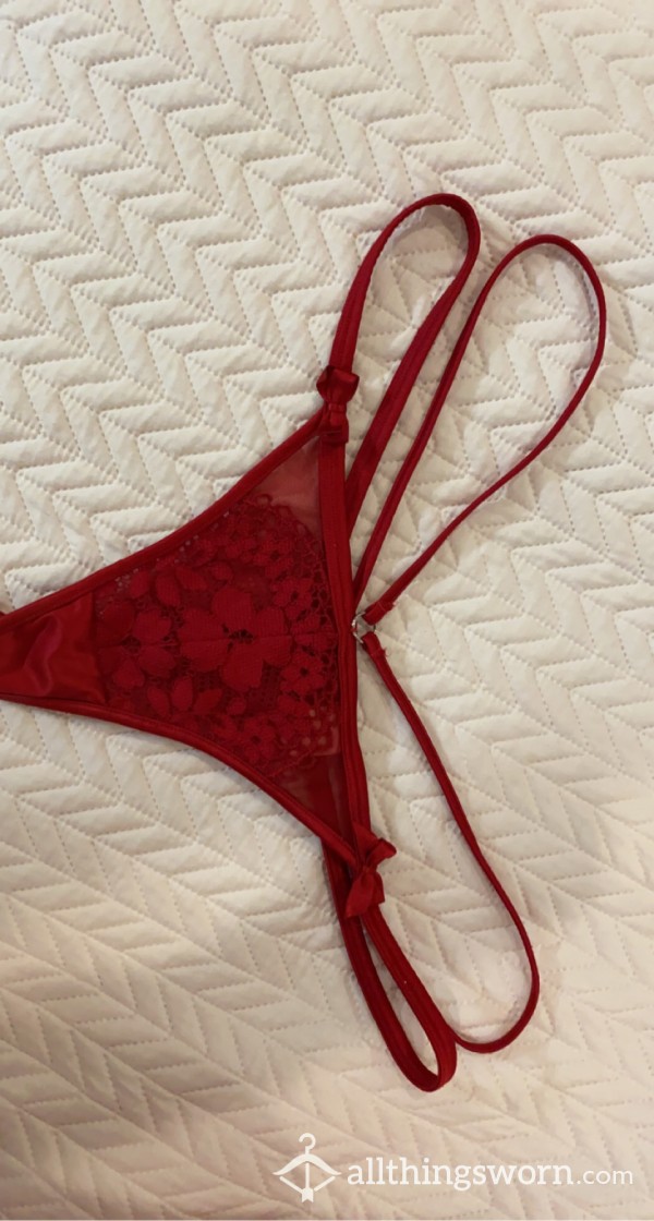 Sexy Red Detailed Thong