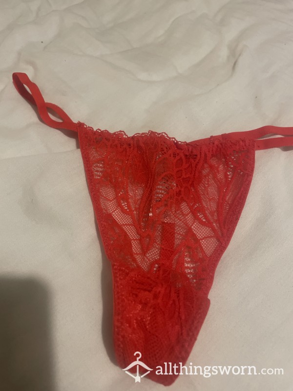 Sexy Lace Red G-string Very Well Worn