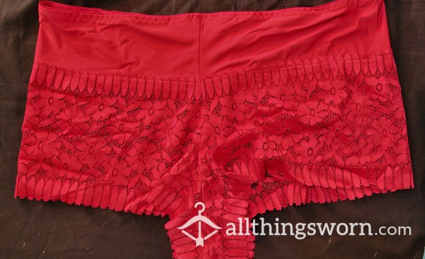 Sexy Red Lace Boy Shorts