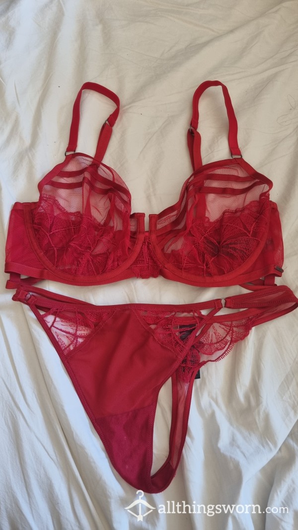 Sexy Red Lace Lingerie Set 🌶️❤️