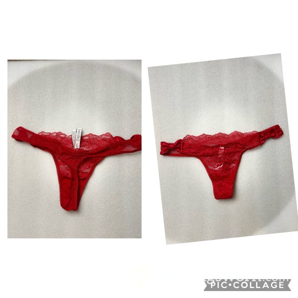 Sexy M Red Lacey VS Thong With Bow Detail Ready To Be Worn By Sweet Mormon Milf To Your Desire