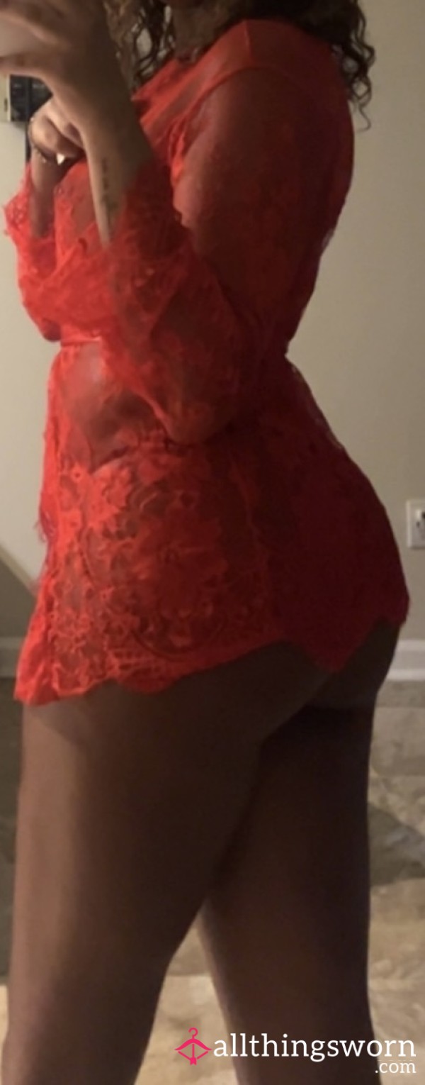Sexy Red Lacy Robe Well Worn