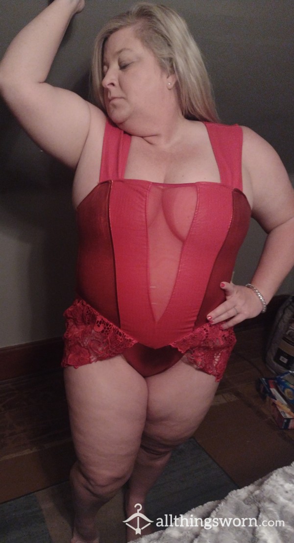 Sexy Red Lingerie See Through Leather Outfit.