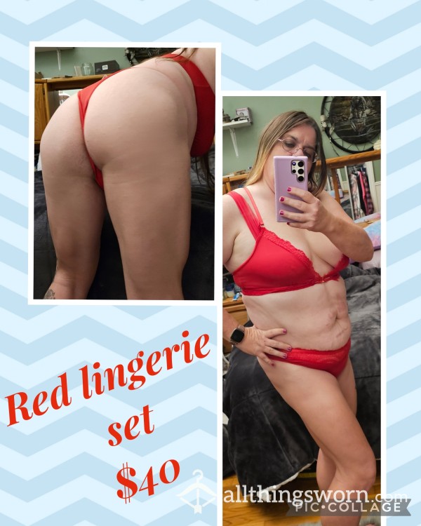 Sexy Red Lingerie Set Worn 2 Days Plus Pics