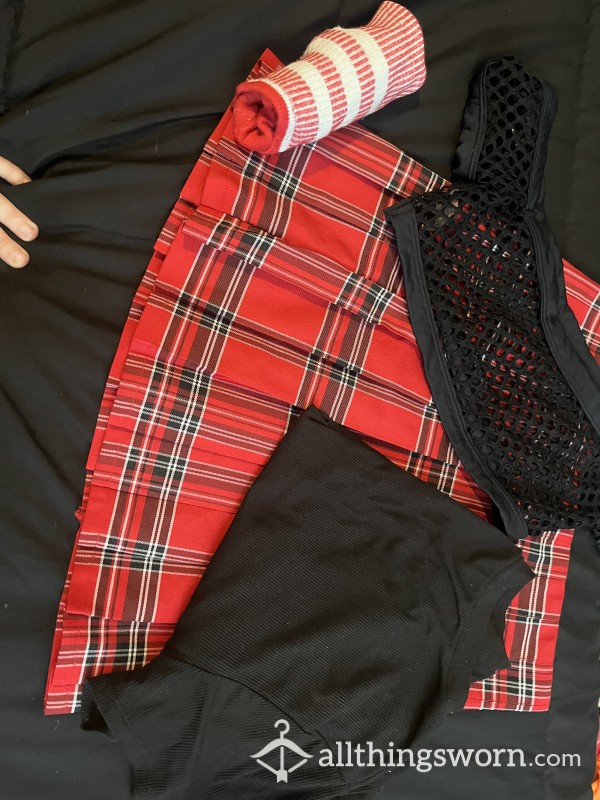 Sexy Red Plaid Schoolgirl Skirt