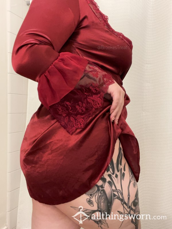 Sexy Red Satin Robe