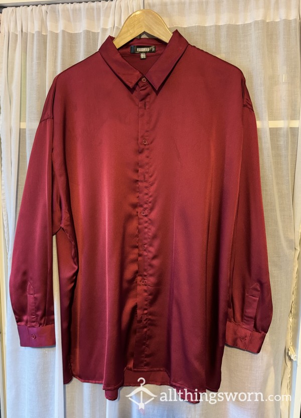Sexy Red Satin Shirt
