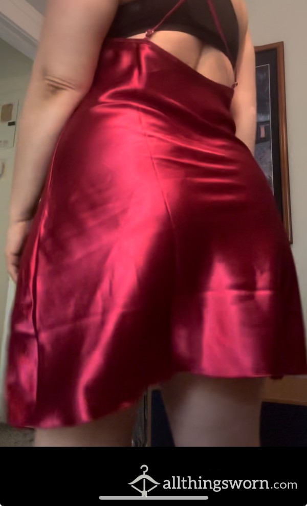 Sexy Red Satin Silky Sleep Dress